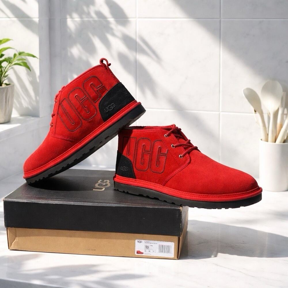 NEW AUTHENTIC UGG MENS' NEUMEL GRAPHIC OUTLINE BOOT "SAMBA RED BLACK" US 13